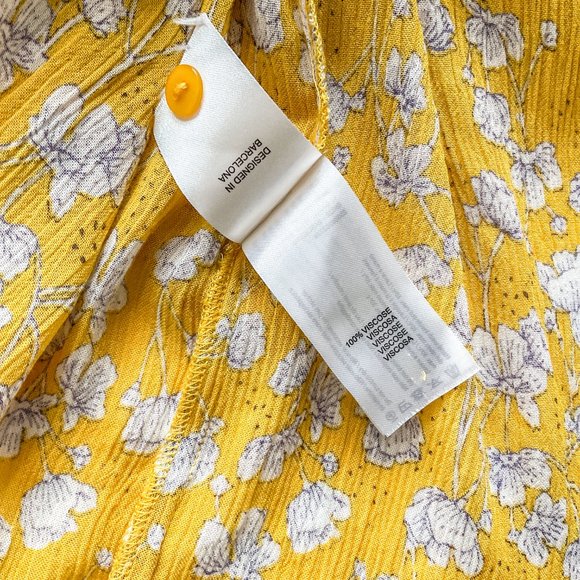 Designers Society Floral Print Tie-Neck Blouse in Sunflower Yellow Size XS - Picture 7 of 7